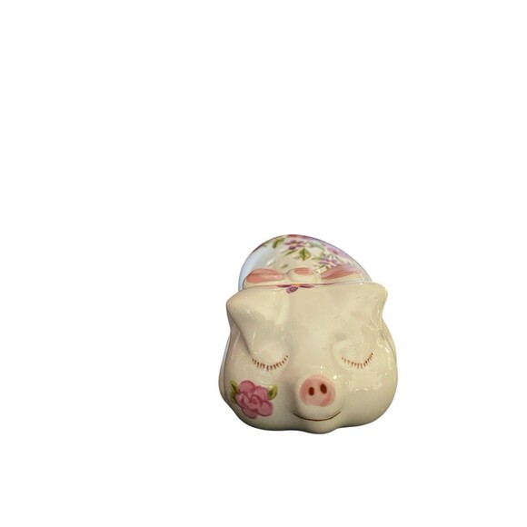 Vintage 1978 Ceramarte Avon Ceramic Pig Purple Floral Potpourri Scent Holder - Picture 4 of 9